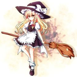 Rule 34 | 1girl, absurdres, bad id, bad pixiv id, blonde hair, bow, braid, broom, female focus, fuepo, full body, gradient background, hair bow, hat, highres, kirisame marisa, long hair, skirt, solo, touhou, white background, witch, witch hat, yellow eyes