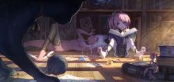 Rule 34 | 4girls, :t, ahoge, animal, animal ears, anklet, artist name, ass, barefoot, bell, between toes, black legwear, blue eyes, blue hair, blurry, book, bookmark, bookshelf, bottle, breasts, bug, butterfly, cat, cat ears, cat tail, collar, crown, dark-skinned female, dark skin, depth of field, drawing (object), elbow gloves, feet, gloves, hair censor, hair over breasts, highres, indoors, insect, jewelry, knee up, knees up, licking, licking hand, long hair, looking at another, lying, mini crown, mini person, minigirl, mouse ears, mouse girl, mouse tail, multiple girls, navel, nude, nudist, observerz, on back, on floor, one-piece swimsuit, open book, open mouth, original, paper, pink eyes, pink hair, pout, reading, scared, sharp toenails, short hair, side ponytail, sitting, small breasts, soles, solid oval eyes, spread legs, swimsuit, tail, toenails, toes, tongue, tongue out, triangle mouth, v-shaped eyebrows, wavy mouth, white hair, wooden floor, yarn, yarn ball