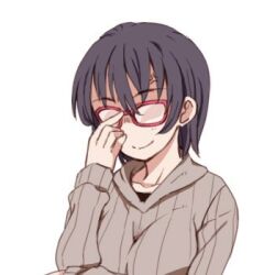 Rule 34 | glasses, hand on glasses, short hair, sweater, tagme, white background