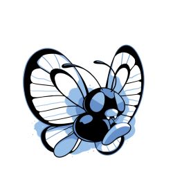 Rule 34 | antennae, blue theme, bug, butterfly, butterfree, commentary, creature, creatures (company), english commentary, fangs, full body, game freak, gen 1 pokemon, insect, monochrome, nintendo, no humans, pokemon, pokemon (creature), pokemon rgby, pokemon rgby (style), rumwik, signature, simple background, solo, white background