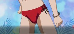 Rule 34 | 1girl, animated, anime screenshot, beach, bikini, blue eyes, breasts, brown hair, cleavage, floating hair, hand on own hip, lips, long hair, navel, neon genesis evangelion, ocean, official art, open mouth, red bikini, side-tie bikini bottom, smile, solo, sound, souryuu asuka langley, standing, super robot wars, super robot wars dd, swimsuit, talking, thighs, two side up, video