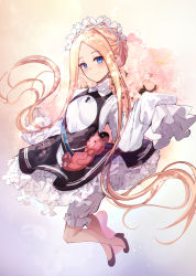 Rule 34 | 1girl, abigail williams (fate), abigail williams (festival outfit) (fate), black skirt, blonde hair, blue eyes, blush, breasts, closed mouth, commentary, dress, fate/grand order, fate (series), forehead, heroic spirit chaldea park outfit, highres, keyhole, long hair, long sleeves, looking at viewer, maid headdress, official alternate costume, parted bangs, skirt, sleeves past fingers, sleeves past wrists, small breasts, smile, solo, stuffed animal, stuffed toy, teddy bear, untue, very long hair, white dress