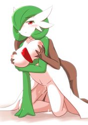 Rule 34 | 1boy, 1girl, arm support, blush, breast hold, breasts, clothed female nude male, creatures (company), cum, cum in pussy, cumdrip, dark-skinned male, dark skin, doggystyle, dress, eyelashes, game freak, gardevoir, gen 3 pokemon, grabbing, grabbing another&#039;s breast, green hair, green theme, hair over one eye, half-closed eye, happy sex, hetero, interspecies, kaceuth, large breasts, looking away, looking down, navel, nintendo, nipples, nude, cum overflow, pokemon, pokemon (creature), pokephilia, red eyes, sex, sex from behind, smile, uneven eyes, vaginal