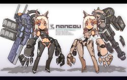 Rule 34 | 2girls, animal ears, armored core, armored core: for answer, armored core 4, blue eyes, cat ears, highres, multiple girls, nancou (nankou), original, red eyes, short hair, weapon, white hair