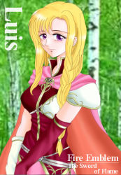 Rule 34 | 1girl, armor, blonde hair, cape, character name, copyright name, elbow gloves, fire emblem, fire emblem: the blazing blade, gloves, hissaa (starlight express), long hair, louise (fire emblem), nintendo, purple eyes, solo, white armor