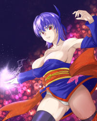 Rule 34 | 1girl, ayane (doa), breasts, dashigara 100, dead or alive, large breasts, panties, purple hair, solo, underwear