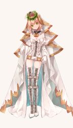 Rule 34 | 10s, 1girl, ahoge, bad id, bad pixiv id, belt, belt skirt, blonde hair, bodysuit, boots, breasts, chain necklace, cleavage, coat, contrapposto, detached collar, fate/extra, fate/extra ccc, fate (series), full-length zipper, full body, green eyes, hair intakes, head tilt, highres, jewelry, leotard, light smile, lock, looking at viewer, miu12mi, necklace, nero claudius (bride) (fate), nero claudius (bride) (third ascension) (fate), nero claudius (fate), nero claudius (fate) (all), padlock, simple background, smile, solo, standing, thigh boots, thighhighs, veil, waist cape, white background, white thighhighs, wreath, zipper