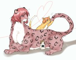 Rule 34 | 2girls, animalization, artist request, brown hair, cat, character request, copyright request, furry, highres, leopard, multiple girls, purple eyes, red hair