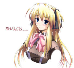 Rule 34 | blonde hair, blue eyes, nt50, quiz magic academy, shalon, simple background, smile, solo, tagme, white background
