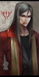Rule 34 | 1boy, aged up, bad id, bad pixiv id, black eyes, black hair, cigar, coat, command spell, facial hair, fate/zero, fate (series), hair between eyes, highres, long hair, lord el-melloi ii, male focus, parted bangs, realistic, scarf, solo, waver velvet, zkxandy
