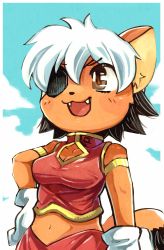 Rule 34 | alicia priss, artist request, brown eyes, eyepatch, furry, highres, little tail bronx, tail concerto, white hair