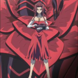 Rule 34 | 1girl, black rose dragon, breasts, cleavage, dragon, dress, duel disk, elbow gloves, formal, gloves, hair intakes, highres, izayoi aki, jewelry, large breasts, legs apart, long hair, screencap, skirt, standing, third-party edit, white gloves, yu-gi-oh!, yu-gi-oh! 5d&#039;s