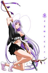 Rule 34 | ahoge, breasts, large breasts, long hair, miniskirt, naginata, natsume maya, polearm, skirt, tenjou tenge, weapon