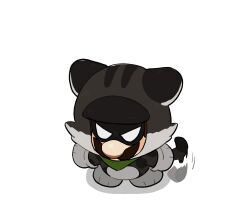 1boy angry animal_costume animal_ears animal_hands bandana black_fur black_mask cat_costume cat_ears cat_paws cat_tail facial_hair full_body gloves green_bandana highres looking_at_viewer looking_up luigi male_focus mario_(series) mimimi_(mimimim9999) mr._l nintendo paper_mario solo super_mario_3d_world super_paper_mario tail tail_wagging white_background