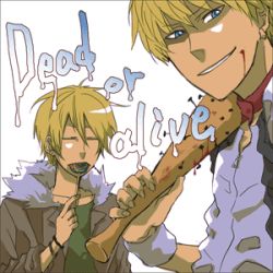 Rule 34 | 2boys, baseball bat, blonde hair, blood, blue eyes, cain, candy, english text, food, galerians, lollipop, looking at viewer, lowres, multiple boys, nail, nail bat, rion (galerians), short hair, siblings, simple background, text focus, twins, weapon, white background