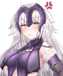 Rule 34 | 1girl, ahoge, bad id, bad pixiv id, blush, breasts, brown eyes, cleavage, fate/grand order, fate (series), headpiece, highres, jeanne d&#039;arc (fate), jeanne d&#039;arc alter (avenger) (fate), jeanne d&#039;arc alter (avenger) (third ascension) (fate), jeanne d&#039;arc alter (fate), large breasts, long hair, looking at viewer, parted lips, rossa (pixiv27548922), solo, upper body, white hair