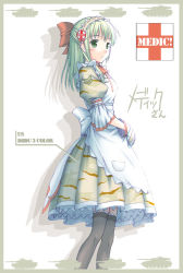 Rule 34 | 1girl, apron, army, bow, camouflage, combat maid, gloves, maid, maid apron, medic, nomura teruya, original, solo, tactical maid, thighhighs, unconventional maid, uniform