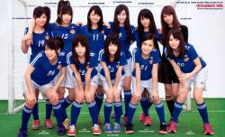 Rule 34 | 6+girls, asian, black hair, highres, long hair, multiple girls, photo (medium), smile, soccer, uniform