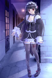 Rule 34 | &gt;:), 1girl, ankle lace-up, bad id, bad pixiv id, black hair, black thighhighs, choker, cross-laced footwear, denhijou niki, frills, gothic lolita, hairband, high heels, highres, leg ribbon, lolita fashion, lolita hairband, long hair, long legs, mary janes, original, pigeon-toed, red eyes, ribbon, shoes, smile, solo, standing, thighhighs, v-shaped eyebrows, very long hair, zettai ryouiki