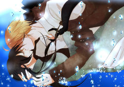 1boy 1girl america_(hetalia) axis_powers_hetalia couple hetero kiss ren_(palette) underwater vietnam_(hetalia)