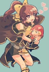 Rule 34 | 1girl, armor, bare shoulders, blush, bow, bracelet, breastplate, brown eyes, brown hair, cape, delthea (fire emblem), dress, fire emblem, fire emblem echoes: shadows of valentia, jewelry, kiriya (552260), long hair, looking at viewer, nintendo, open mouth, ponytail, smile, solo, toy