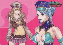 Rule 34 | 10s, 1girl, blonde hair, blue eyes, blue hair, blue rose (tiger &amp; bunny), breast padding, breasts, brown eyes, choker, cleavage, detached sleeves, dual persona, earrings, hat, jewelry, karina lyle, katsura masakazu, lips, lipstick, makeup, necklace, official art, thighhighs, tiger &amp; bunny