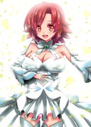 Rule 34 | 10s, 1girl, ai wa muteki, blush, breasts, cleavage, detached sleeves, dress, highres, izetta, large breasts, looking at viewer, open mouth, panties, red eyes, red hair, short hair, shuumatsu no izetta, smile, solo, underwear