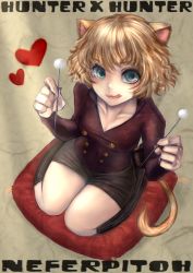 Rule 34 | 1boy, :d, animal ears, hunter x hunter, looking at viewer, neferpitou, open mouth, short hair, smile, solo, trap