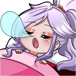 Rule 34 | closed eyes, deliichan5, emoji, fire emblem, fire emblem: genealogy of the holy war, fire emblem heroes, ishtar (fire emblem), jewelry, lowres, nintendo, non-web source, purple hair, squeans, sleeping, under covers