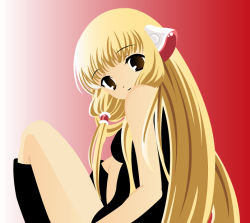 Rule 34 | 00s, 1girl, android, blonde hair, brown eyes, chii, chobits, female focus, gradient background, long hair, smile, solo