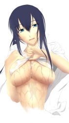 Rule 34 | 1girl, beelzebub (manga), black hair, blue eyes, breasts, kunieda aoi, long hair, navel, open mouth, underboob, wet