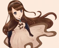 Rule 34 | 1girl, 5pb., agnes oblige, beautifulvillage, bravely default: flying fairy, brown eyes, brown hair, coat, dress, gloves, headband, jewelry, long hair, necklace, solo, tagme