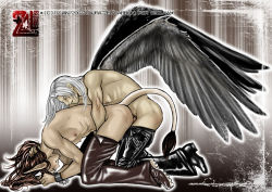 Rule 34 | anal, boots, demon, male focus, male penetrated, muscular, pointy ears, tail, wings, yaoi