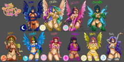Rule 34 | 6+girls, applejack, bare shoulders, bespectacled, bikini, black hair, blonde hair, blue hair, breasts, bridal gauntlets, cadance (my little pony), celestia (my little pony), character name, choker, chrysalis (my little pony), cleavage, collaboration, dark-skinned female, dark skin, elbow gloves, fluttershy, glasses, gloves, green hair, hands on own hips, highres, horns, jewelry, large breasts, lingerie, long hair, low-tied long hair, lowleg, lowleg bikini, luna (my little pony), maniacpaint, multicolored hair, multiple girls, my little pony, my little pony: friendship is magic, necklace, negligee, oddmachine, personification, pink hair, pinkie pie, princess cadance, purple hair, rainbow dash, rainbow hair, rarity (my little pony), see-through, siblings, side-tie bikini bottom, single horn, sisters, sparkle, swimsuit, tankini, thick thighs, thighhighs, thighs, thumbs up, toned, twilight sparkle, two-tone hair, underwear, wide hips, wings