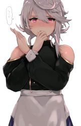 Rule 34 | 1boy, bad id, bad pixiv id, bare shoulders, blonde hair, blush, corrin (fire emblem), corrin (male) (fire emblem), crossdressing, crossed arms, fire emblem, fire emblem fates, halterneck, highres, looking at viewer, nintendo, pointy ears, red eyes, solo, translation request, trap, w (1999 kyu), white background
