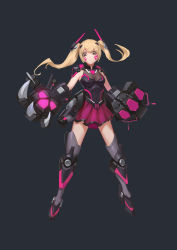 Rule 34 | 1girl, absurdres, armored boots, blonde hair, boots, d.va (overwatch), hair ornament, highres, overwatch, overwatch 1, shiba inuza, skirt, solo, twintails