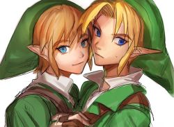 Rule 34 | 2boys, bad id, bad twitter id, blonde hair, blue eyes, charcoalo, dual persona, gloves, link, male focus, multiple boys, multiple persona, nintendo, pointy ears, sketch, smile, the legend of zelda, the legend of zelda: ocarina of time, the legend of zelda: twilight princess