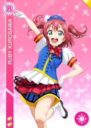 Rule 34 | blush, character name, dress, green eyes, happy, happy party train, kurosawa ruby, love live! school idol festival, love live! sunshine!!, pink hair, short hair, twintails