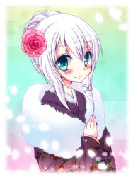 Rule 34 | 1girl, anceril sacred, blush, flower, hair flower, hair ornament, japanese clothes, looking at viewer, meiya neon, original, smile, solo