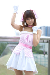 Rule 34 | amami haruka, cosplay, dress, gloves, hair ribbon, highres, hiromichi, idolmaster, idolmaster (classic), photo (medium), ribbon