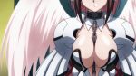 Rule 34 | 1girl, angel, angel wings, animated, barefoot, breasts, cleavage, collar, female focus, ikaros, large breasts, nude, solo, sora no otoshimono, undressing, video, video, wings