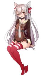 Rule 34 | 1girl, amatsukaze (kancolle), black choker, black panties, blush, breasts, chigasaki yukari, choker, commentary request, dress, fang, full body, garter straps, grey hair, hair tubes, highres, invisible chair, kantai collection, long hair, long sleeves, looking at viewer, open mouth, orange eyes, panties, red footwear, red thighhighs, sailor collar, sailor dress, see-through, see-through dress, short dress, side-tie panties, simple background, sitting, sketch, skin fang, small breasts, solo, thighhighs, two side up, underwear, very long hair, white background, white sailor collar