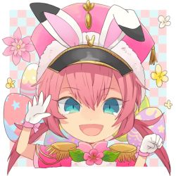 Rule 34 | 1boy, animal ears, bad id, bad pixiv id, blue eyes, easter, easter egg, egg, epaulettes, face, flower, gloves, hat, inazuma eleven (series), inazuma eleven go, kirino ranmaru, looking at viewer, male focus, open mouth, rabbit ears, shirota69, solo, star (symbol), white gloves