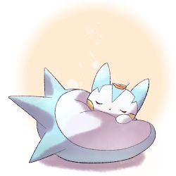 Rule 34 | commentary request, creatures (company), curled up, closed eyes, full body, game freak, gen 4 pokemon, highres, leaf, nintendo, no humans, pachirisu, pokemon, pokemon (creature), pokke tuki, sleeping, solo, spikes, twitter username