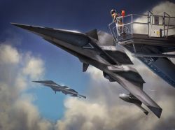 Rule 34 | ace combat, ace combat 7: skies unknown, adf-11f raven, adf-11f raven (huginn), adf-11f raven (muninn), aircraft, airplane, box art, cloud, cloudy sky, drone, fighter jet, flying, jet, looking down, military, military vehicle, missile, official art, pilot suit, platform, sign, sky, tenjin hidetaka, unmanned aerial vehicle, unmanned combat aerial vehicle, vehicle focus, warning sign, weapon uav (ace combat)