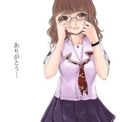 Rule 34 | 1girl, glasses, hair down, kimi kiss, mizusawa mao, mk (mod0), school uniform, serafuku, solo, tears