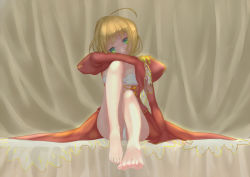 Rule 34 | 10s, 1girl, ahoge, arm support, artoria pendragon (all), artoria pendragon (fate), bad id, bad pixiv id, barefoot, blonde hair, breasts, endlessfalling, fate/extra, fate/grand order, fate/stay night, fate (series), feet, green eyes, knee to chest, nero claudius (fate), nero claudius (fate), nero claudius (fate/extra), outstretched leg, panties, saber (fate), sitting, solo, underwear, white panties