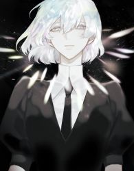 Rule 34 | 1other, absurdres, androgynous, bad id, bad twitter id, colored eyelashes, diamond (houseki no kuni), gem uniform (houseki no kuni), highres, houseki no kuni, looking at viewer, necktie, short hair, solo, upper body, white eyes, white hair