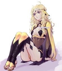 Rule 34 | 1girl, ahoge, blonde hair, boots, breasts, cameltoe, circlet, feet, fire emblem, fire emblem fates, full body, looking to the side, medium breasts, nintendo, ophelia (fire emblem), sitting, solo, thighs, toeless footwear, toes, tofucakes