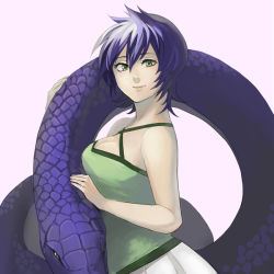 Rule 34 | 1girl, breasts, cleavage, cuberios (fairy tail), double identity, fairy tail, ginger (artist), image sample, kinana (fairy tail), pixiv sample, purple hair, resized, snake